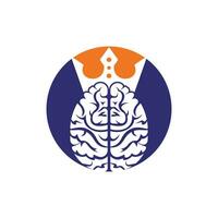 diseño de logotipo de vector de rey inteligente. cerebro humano con diseño de icono de corona.