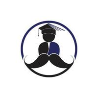 Strong education logo design template. Student with mustache icon design. vector