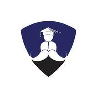 fuerte educación logo diseño modelo. estudiante con Bigote icono diseño. vector