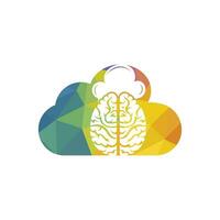 concepto de diseño de logotipo de vector de chef inteligente. icono de cerebro y sombrero de chef.