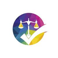 WebLaw firm vector logo design. Law scale with check sign icon vector design.