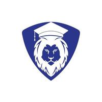 Lion Student vector logo design. Lion academy logo concept.