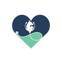 Pets care vector logo design template. Vet with stethoscope logo design.