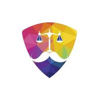 Strong law vector logo design concept. Scale and mustache icon vector design.