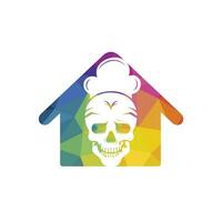 Skull chef vector logo design template. Vector graphics of skull head chef hat combination.