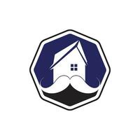 diseño de logotipo de vector de casa de bigote. concepto de diseño de logotipo de casa fuerte.