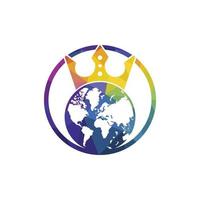 King Planet Vector Logo Design. Globe King Logo Icon Design.