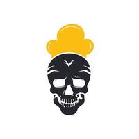 Skull chef vector logo design template. Vector graphics of skull head chef hat combination.