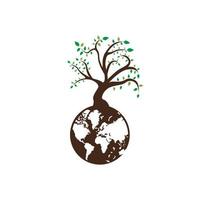 Globe tree vector logo design template. Planet and eco symbol or icon.