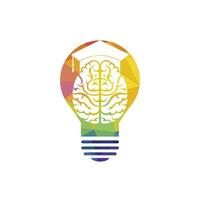 Brain and graduation cap with lightbulb icon design. Educational and institutional logo design. vector