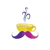 Mustache coffee vector logo design template. Creative coffee shop logo concept.