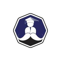 Strong education logo design template. Student with mustache icon design. vector