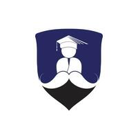 Strong education logo design template. Student with mustache icon design. vector