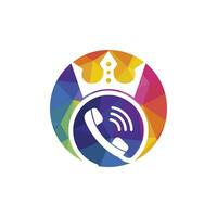 diseño de logotipo de vector de llamada de rey. diseño de icono de auricular y corona.