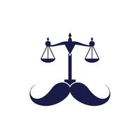 Strong law vector logo design concept. Scale and mustache icon vector design.