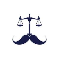 Strong law vector logo design concept. Scale and mustache icon vector design.