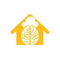 concepto de diseño de logotipo de vector de chef inteligente. icono de cerebro y sombrero de chef.