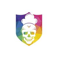 Skull chef vector logo design template. Vector graphics of skull head chef hat combination.