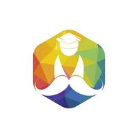 fuerte educación logo diseño modelo. estudiante con Bigote icono logo diseño. vector