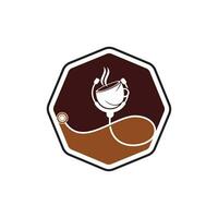 diseño de logotipo de vector de café saludable. estetoscopio médico con diseño de logotipo de taza de café.