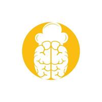 concepto de diseño de logotipo de vector de chef inteligente. icono de cerebro y sombrero de chef.