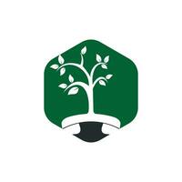 diseño de logotipo de vector de llamada de naturaleza. plantilla de diseño de icono de árbol de auricular.