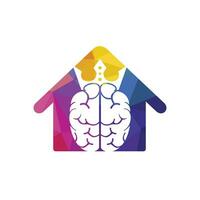 Smart king vector logo design. Human brain with crown icon design.