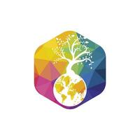 Globe tree vector logo design template. Planet and eco symbol or icon.