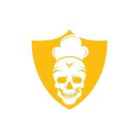 Skull chef vector logo design template. Vector graphics of skull head chef hat combination.