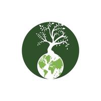 Globe tree vector logo design template. Planet and eco symbol or icon.