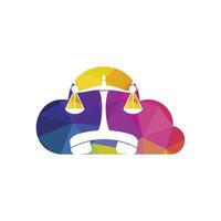 Law call vector logo design template. Handset and balance with cloud icon design.