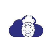 concepto de diseño de logotipo de vector de chef inteligente. icono de cerebro y sombrero de chef.