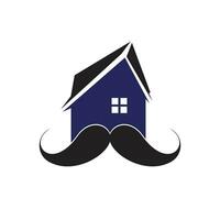 diseño de logotipo de vector de casa de bigote. concepto de diseño de logotipo de casa fuerte.