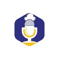 Chef podcast vector logo design template.