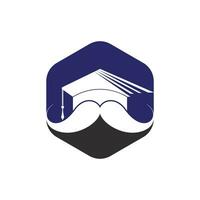 plantilla de diseño de logotipo de educación sólida. graduación de sombrero con diseño de icono de bigote. vector