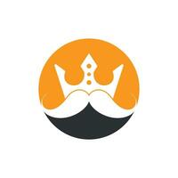 diseño del logotipo del vector del rey del bigote. elegante logotipo de corona de bigote con estilo.