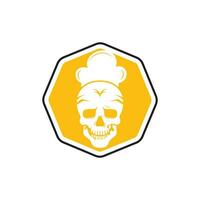 Skull chef vector logo design template. Vector graphics of skull head chef hat combination.