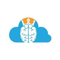 diseño de logotipo de vector de rey inteligente. cerebro humano con diseño de icono de corona.