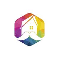 Mustache home vector logo design. Strong house logo design concept.