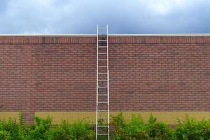 brick wall ladder career business success concept photo