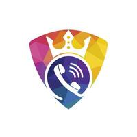 King call vector logo design. Handset and crown icon design.