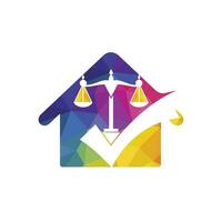 Law firm vector logo design. Law scale with check sign icon vector design.