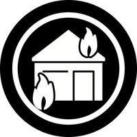 icono de vector de casa que consume fuego único