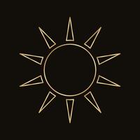 Golden celestial sun icon logo frame. Simple modern abstract design for templates, prints, web, social media posts vector