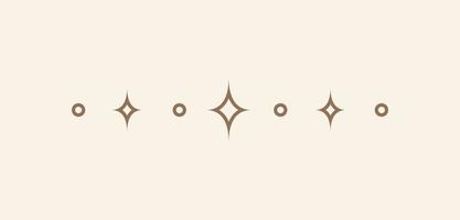 Celestial star sparkle pattern line text divider. Ornate boho mystic separator decorative element vector