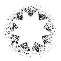 Star shape grunge ink splatter frame. Spray graffiti stencil border template. vector