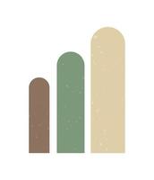 Boho style geometric design elements. Abstract shapes with texture. Modern aesthetic. Green organic wall decor, cover, print, card, branding designs. vector