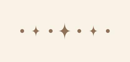 Celestial star sparkle pattern line text divider. Ornate boho mystic separator decorative element vector