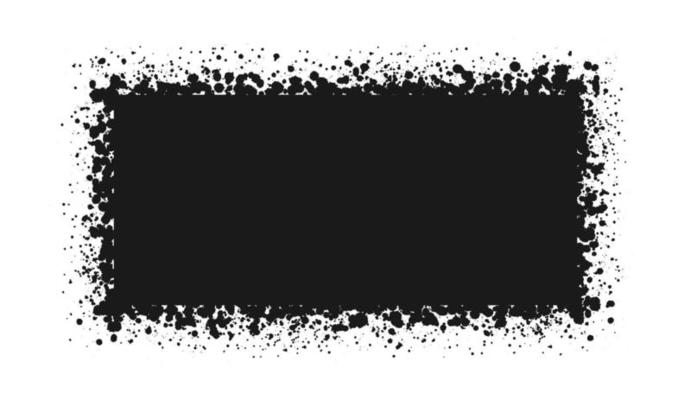 Rectangle grunge ink splatter frame. Spray graffiti stencil border template.