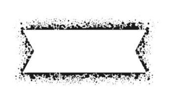 Grunge ink splatter ribbon frame. Spray graffiti stencil border template. vector